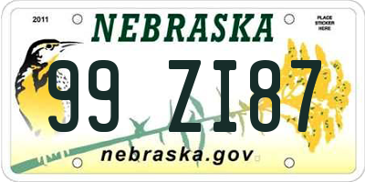 NE license plate 99ZI87