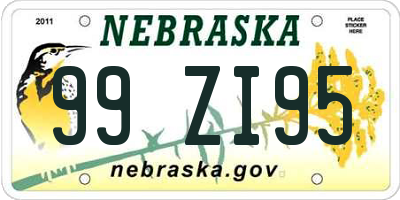 NE license plate 99ZI95