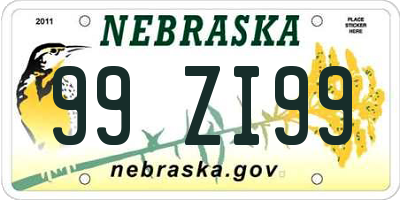 NE license plate 99ZI99