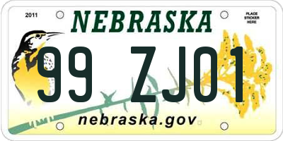 NE license plate 99ZJ01