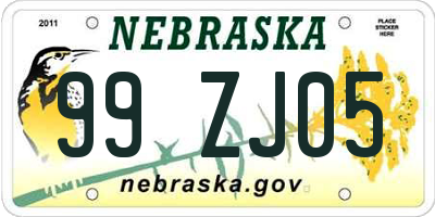 NE license plate 99ZJ05