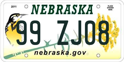 NE license plate 99ZJ08