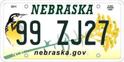 NE license plate 99ZJ27