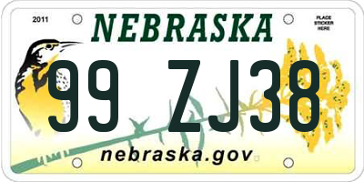 NE license plate 99ZJ38