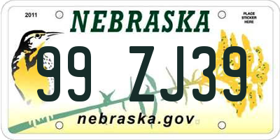 NE license plate 99ZJ39