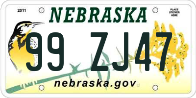 NE license plate 99ZJ47