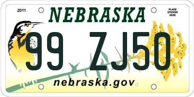 NE license plate 99ZJ50