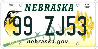 NE license plate 99ZJ53