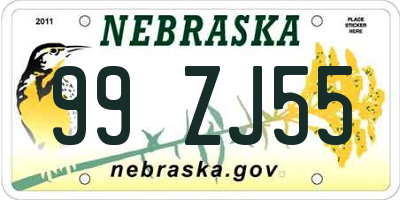 NE license plate 99ZJ55