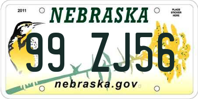NE license plate 99ZJ56