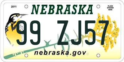 NE license plate 99ZJ57