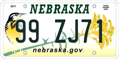 NE license plate 99ZJ71