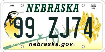 NE license plate 99ZJ74