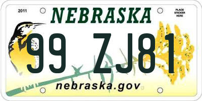 NE license plate 99ZJ81