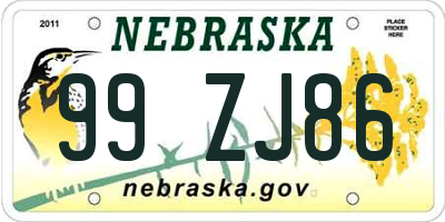 NE license plate 99ZJ86