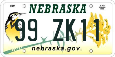 NE license plate 99ZK11