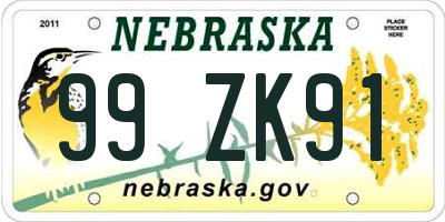 NE license plate 99ZK91