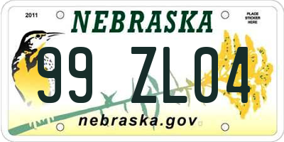 NE license plate 99ZL04