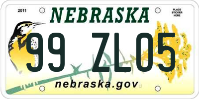 NE license plate 99ZL05