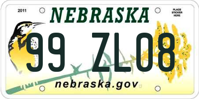 NE license plate 99ZL08