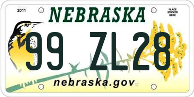 NE license plate 99ZL28
