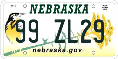 NE license plate 99ZL29