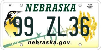 NE license plate 99ZL36
