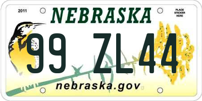 NE license plate 99ZL44