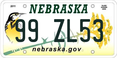 NE license plate 99ZL53