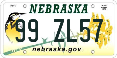 NE license plate 99ZL57