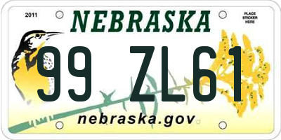 NE license plate 99ZL61