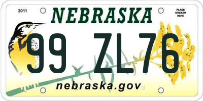 NE license plate 99ZL76