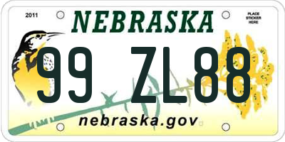 NE license plate 99ZL88
