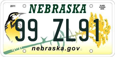 NE license plate 99ZL91