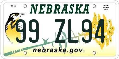 NE license plate 99ZL94