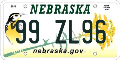 NE license plate 99ZL96