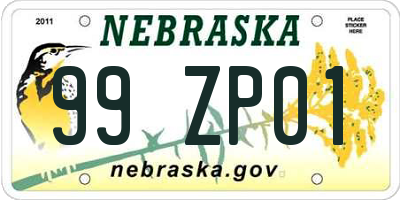 NE license plate 99ZP01