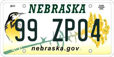 NE license plate 99ZP04