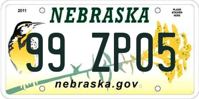 NE license plate 99ZP05