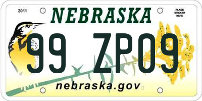 NE license plate 99ZP09