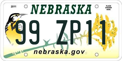 NE license plate 99ZP11