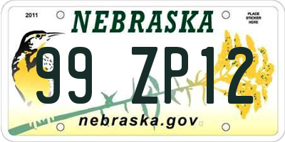 NE license plate 99ZP12