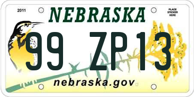 NE license plate 99ZP13