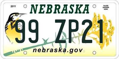 NE license plate 99ZP21