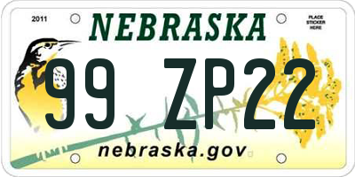 NE license plate 99ZP22