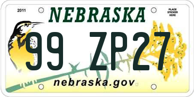 NE license plate 99ZP27