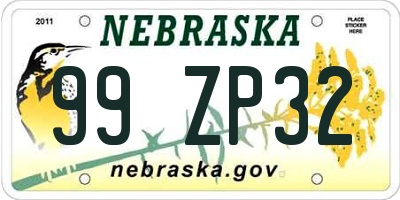 NE license plate 99ZP32