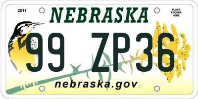 NE license plate 99ZP36