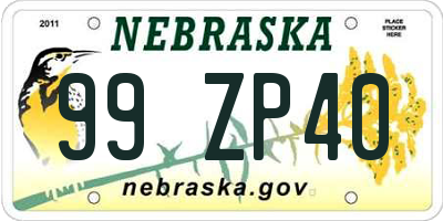 NE license plate 99ZP40