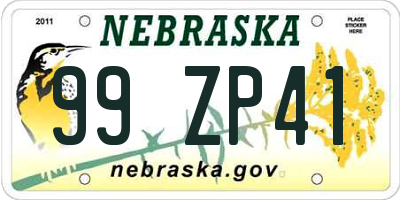 NE license plate 99ZP41